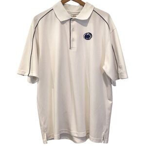 PGA Mens XL Penn State Nittany Lions Golf Polo Shirt White Navy Blue Piping